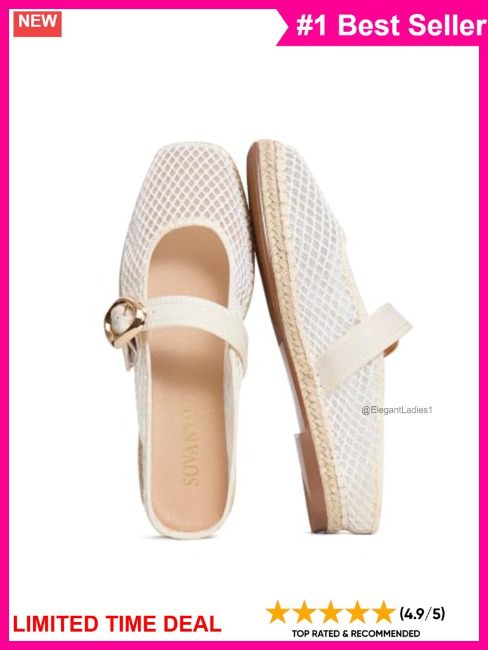 Mesh Flats Square Toe Espadrilles Mules Slip On Ballet Flat